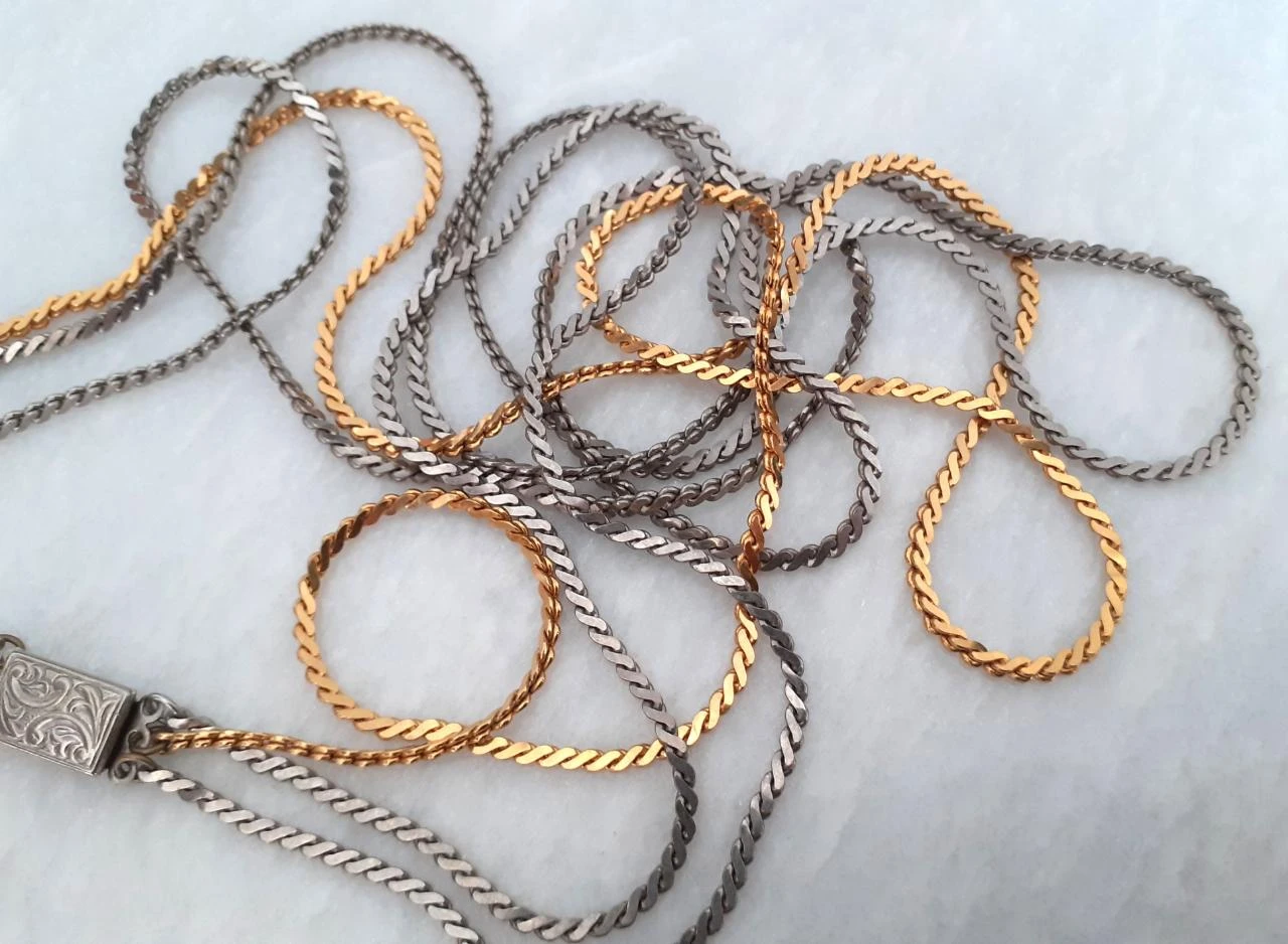Vintage silver and gold layered gourmet '80 necklace – photo 3
